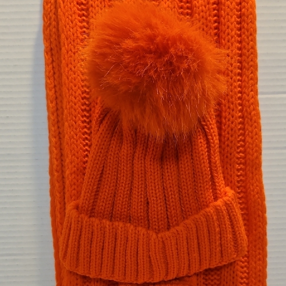 Bright Orange Knit Hat, Scarf, and Gloves Set - Picture 2 of 5